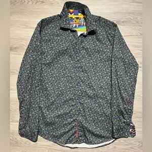 Robert Graham AOP button up dress shirt men’s medium